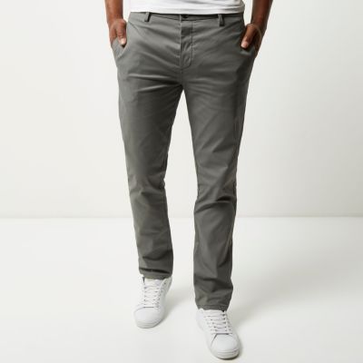 Grey stretch slim chino trousers